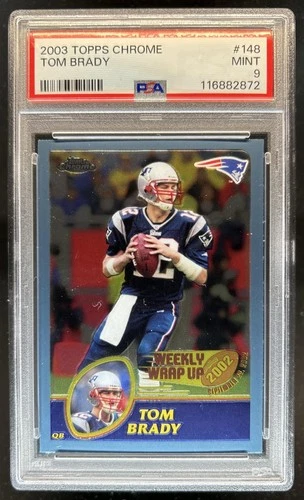 2003 Topps Chrome Tom Brady Weekly Wrap Up #148 Patriots PSA 9
