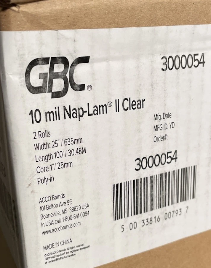 (CANTIDAD 2 Rollos) GBC 300054 NAP II - Película Lam Roll, 10 mil, 25" x 100 pies, Transparente Foto 3 de 4