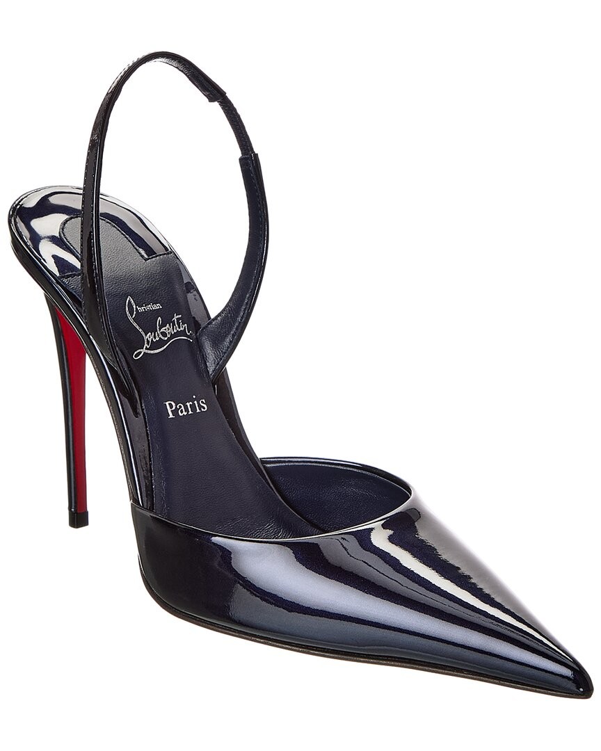 Christian Louboutin Kate Max O Sling 100 Leather Slingback Pump Women's Blue 40