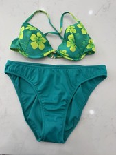 Venus Vintage Floral Bikini Liquid Filled Top S  Jade Moderate Bottoms 12