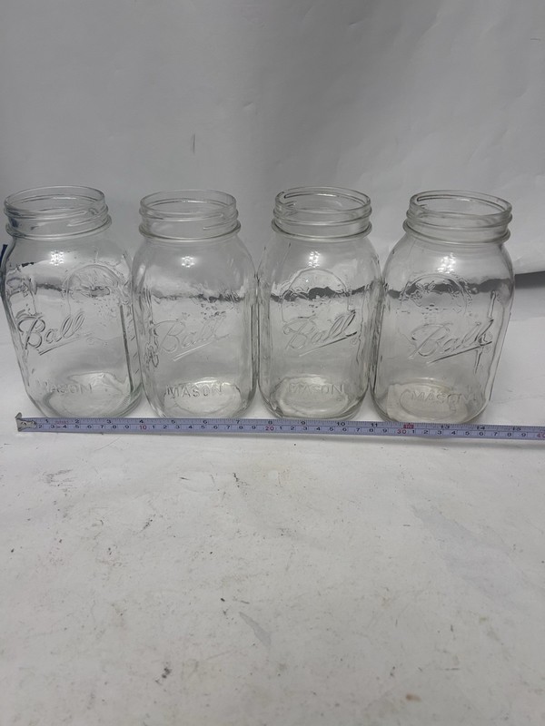 VTG Ball Mason Qt Canning Jars with Measurements and Harvest x4