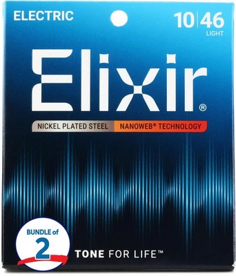 Elixir Strings 12052 Nanoweb Electric Guitar Strings - .010-.046 Light (2-pack)
