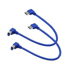 Angled USB 3.0 Printer Cable 90 Degree Left A Male To B 1ft / 30cm 2 PCS