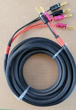 6ft-50'FT Copper Bi-Wire Audio Speaker USA OFC 1-Cable, 9-AWG to 4X12AWG Banana