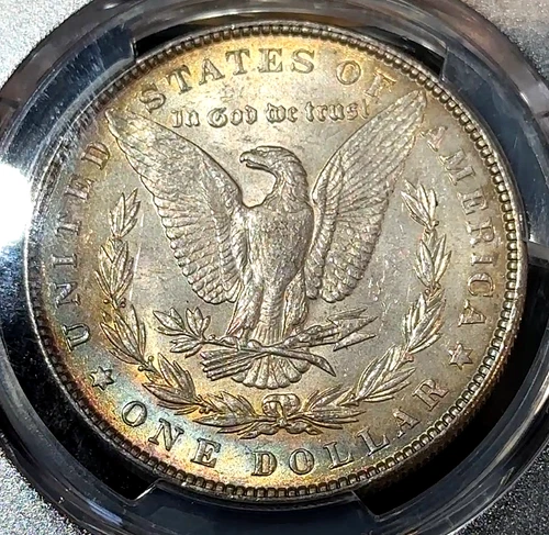 1883 Morgan Dollar PCGS MS62 New Slab Super 2-Sided Toning CHRC