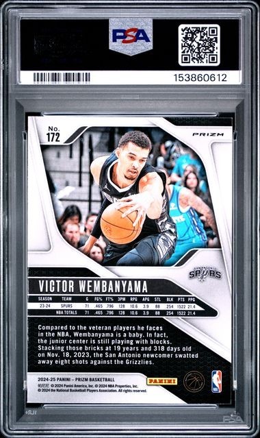 2024 PANINI PRIZM #172 VICTOR WEMBANYAMA RED ICE PSA 6 view 2