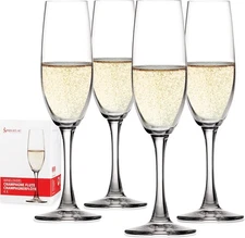 Spiegelau 4-Pack Winelovers Champagne Flute Glass, Dishwasher Safe - Clear