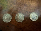 Lot of 3 90% Silver Roosevelt Dimes 10C Circulated 1949 1949 S 1949 D
