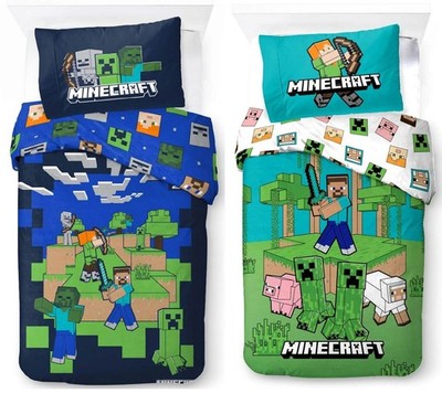 Minecraft 2 x Wende-Bettwäsche 135x200 80x80 Baumwolle Kinder-Bettzeug Gaming