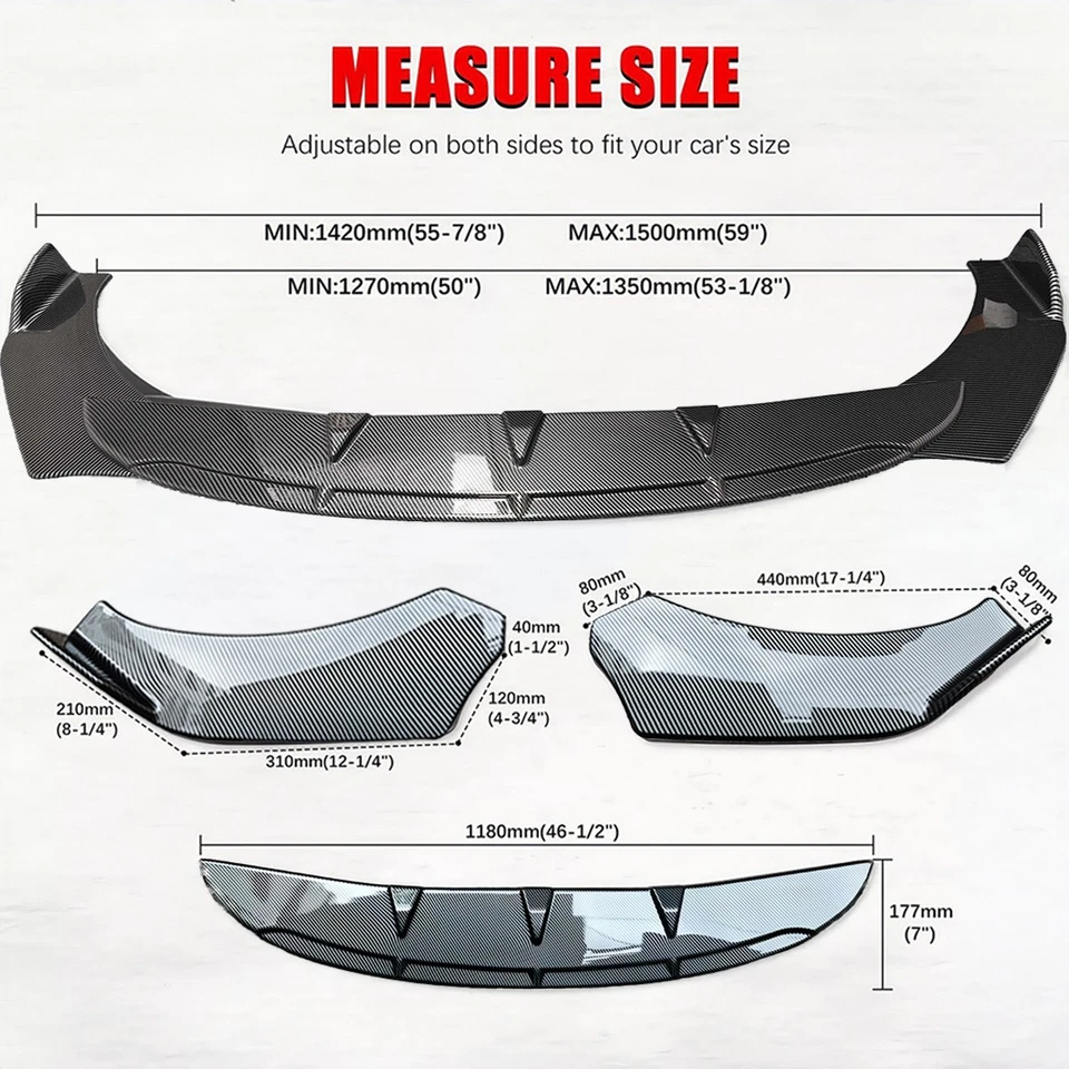 Kit de carrocería divisor alerón labial parachoques delantero de carbono para Dodge Charger SRT SXT RT Foto 2 de 4