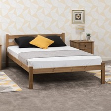 Panama 4'6" Double Bed Natural Wax Solid Pine Wood Bedroom Rustic Adult