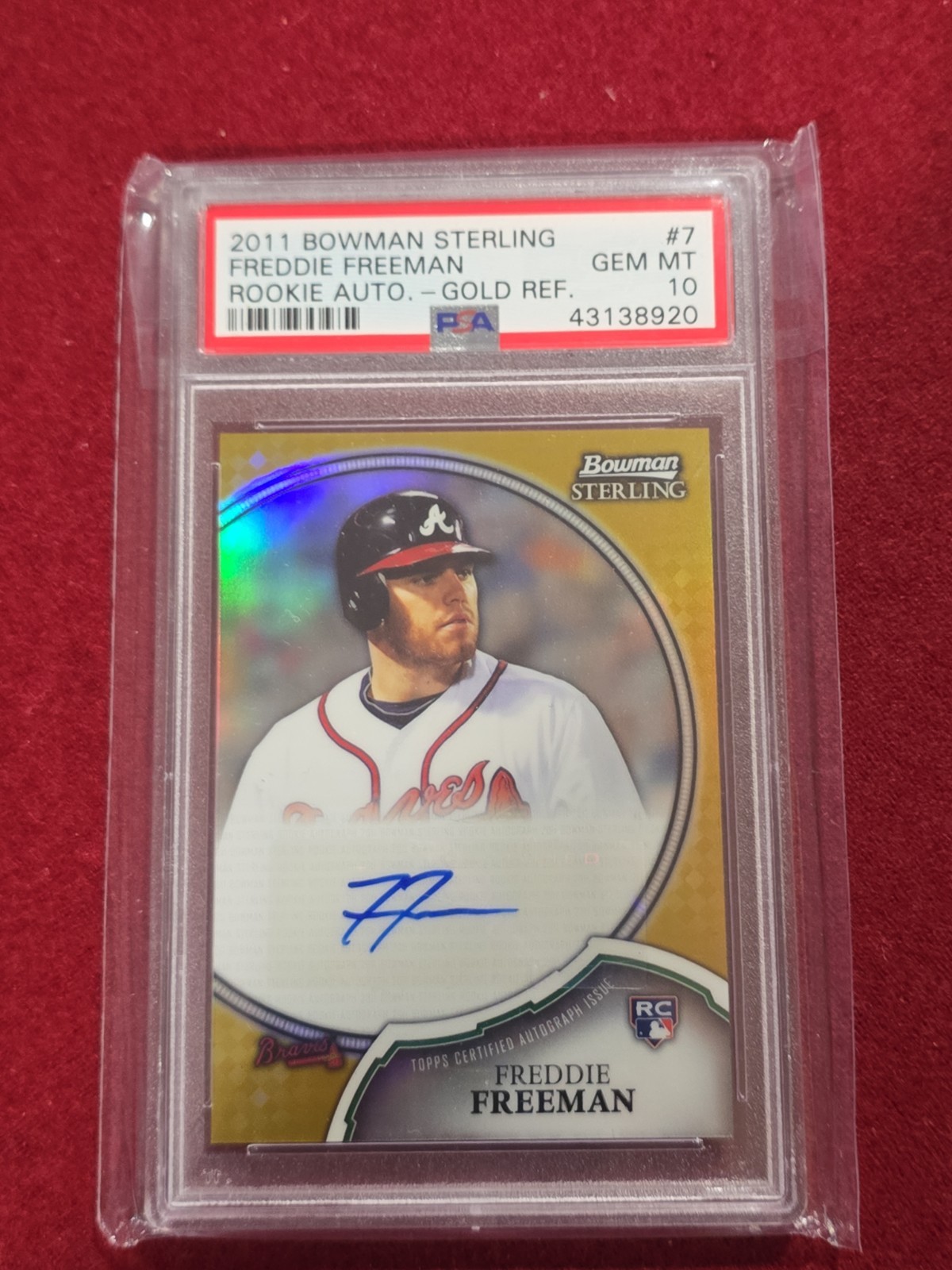 2011 Bowman Sterling Gold Refractor Freddie Freeman Rookie Auto PSA 10