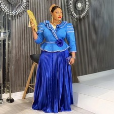 2 Piece Oversize Set African Women Dashiki Flower Top Long Skirt Kaftan Cocktail