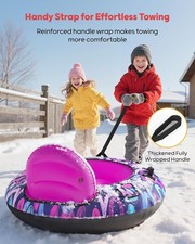 2 Packs 44  Sleds, Backrest Heavy Duty Inflatable Sled Cover, Handles, Tow Rope