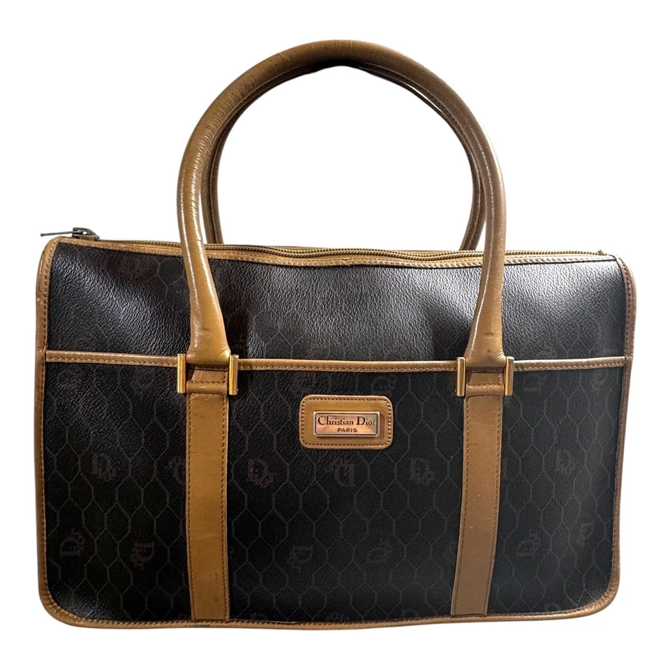 Bolso Christian Dior Negro X Marrón Monograma Trotter Nido de Abeja Boston De Colección Caja Regalo Foto 2 de 4