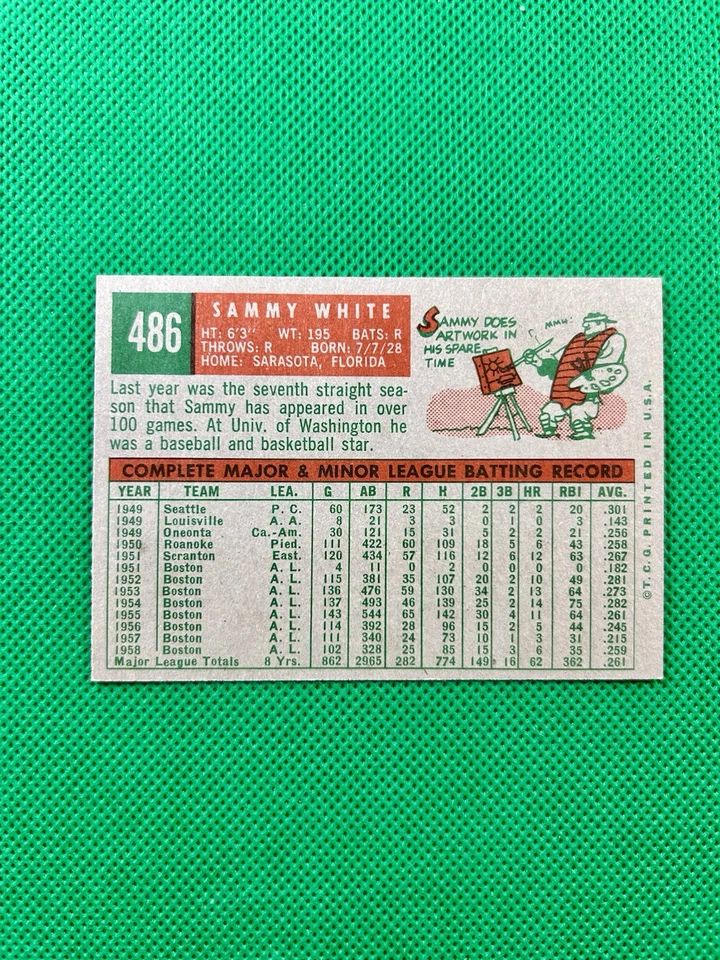 1959 Topps #486 Sammy White Boston Red Sox high-end NM-MT B59#486A1 - Image 2 of 2
