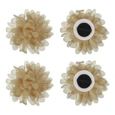 3.9" Dog Collar Flowers for Dogs Khaki 4Pcs