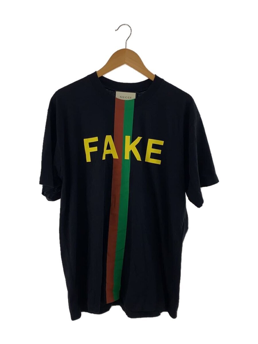 GUCCI 20AW Oversize Cotton T-Shirt with Fake Print in Black Size M