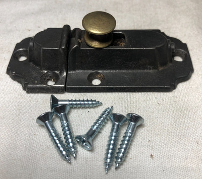 Vtg Cabinet Lock Eastlake Cast Iron Hardware Vtg Cupboard Latch Brass #J24