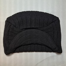 Decky Beanie Visor Hat Black Ribbed Knit Acry...