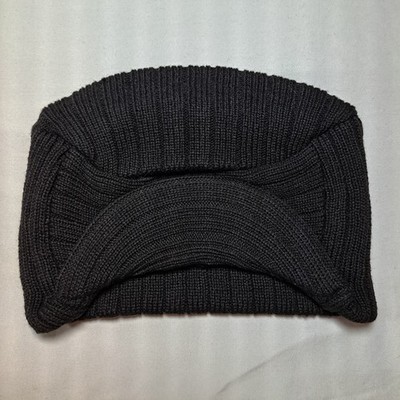 Decky Beanie Visor Hat Black Ribbed Knit Acrylic Great Condition