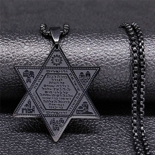 NEW Hexagram Star Pendant Jewish Star of David Stainless Steel Necklace - Picture 5 of 6