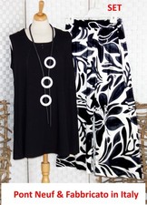 PONT NUOVO TOP+ Fabbricato in ITALIA PANTALONI CULOTTE S 40 42 nero beige 😃 SET 2