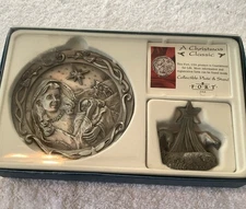 Fort U.S.A. Christmas Classics Collectible Pewter Nativity Plate & Stand NIB