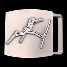 Skier Jump Pewter 1980s Vintage Belt Buckle