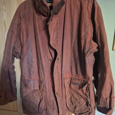 Men's P G Field Classic Brown Waxed Cotton Waterproof Outdoor Jacket Size S 