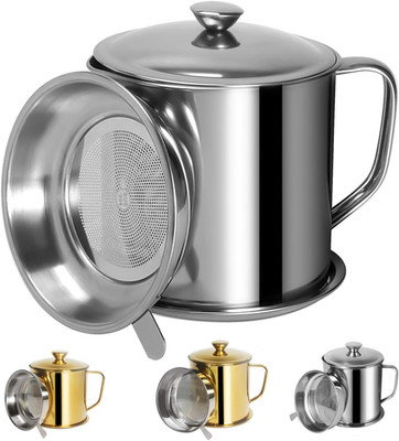 Bacon Grease Container with Strainer 1.25 L / 42 Oz Strong Kitchen Catcher -Grad