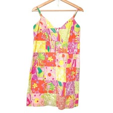 Lilly Pulitzer Patchwork Floral Fruit Spaghetti Strap Dress 90'S Vintage Size 12
