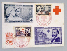 Algeria 1954 Red Cross Maximum Card Oran FDC Nurses Henri Dunant Djemila Ruins