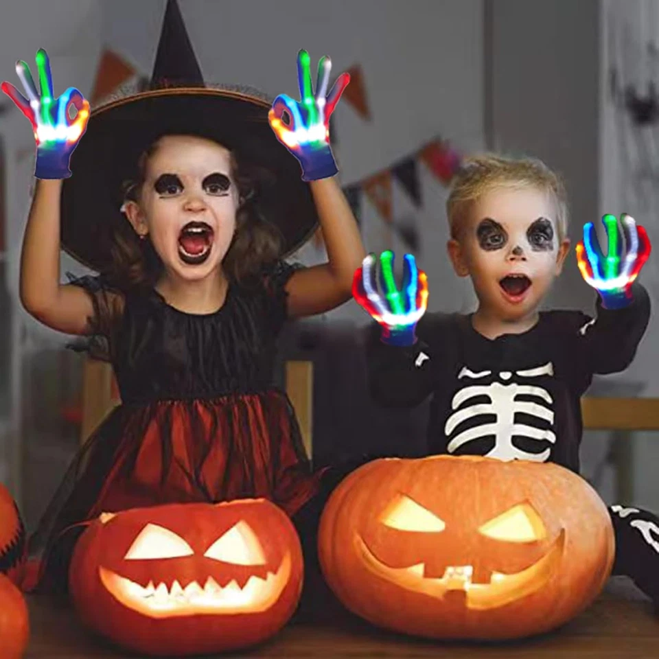 Guantes con iluminación LED niños y adultos 5 colores 6 modos intermitentes larga duración de la batería Foto 3 de 4