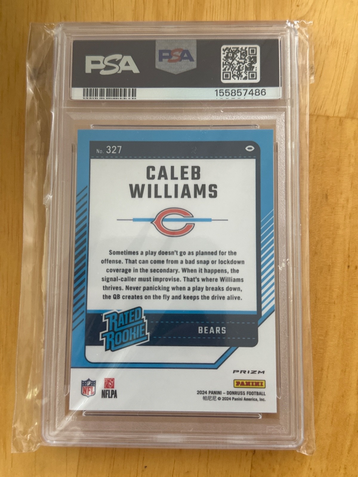 2024 Panini Donruss CALEB WILLIAMS Optic Preview #327 PSA 9 MINT RC 😎 view 2