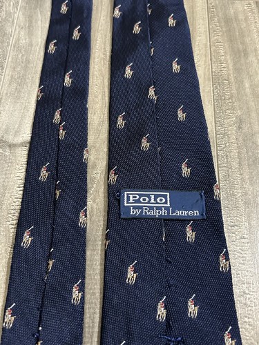 Polo Ralph Lauren Vintage Mens Silk Necktie Blue Polo Player W 2.5” L 58” - Picture 7 of 9