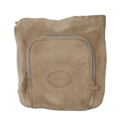 LONGCHAMP Suede Leather Shoulder Bag Beige NT no B Rank