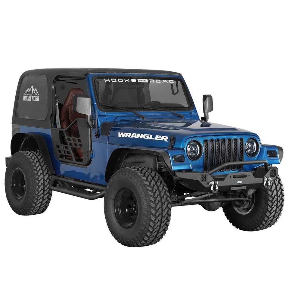 Parachoques delantero con placa de cabrestante y 2 luces LED 18W para Jeep Wrangler YJ TJ 1987-2006 Foto 4 de 4