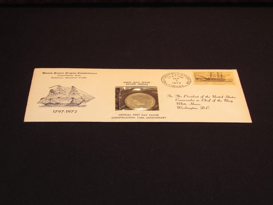 1972 Centennial Diamond Jubilee USS Constellation Sterling Silver Medal - Image 2 of 4