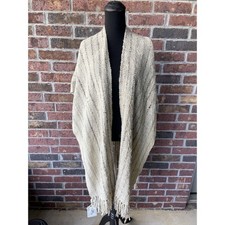 NWT handmade Geoda Artisanal Poncho - Tan- Striped - Argentina - One Size