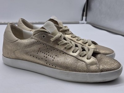Sam Edelman Gio Shoes Womens Size 8 Gold Aubrie Glitter Low Top Sneakers Stained
