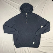 Linksoul Men’s Cotton Cashmere Henley Hoodie Size Large Blue