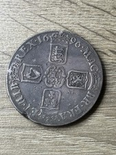 William III, Crown, 1696, Silver, A/VF, Obverse Better, Edge Knock