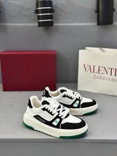Valentino Garavani Platform Calfskin Sneakers White Green Unisex New