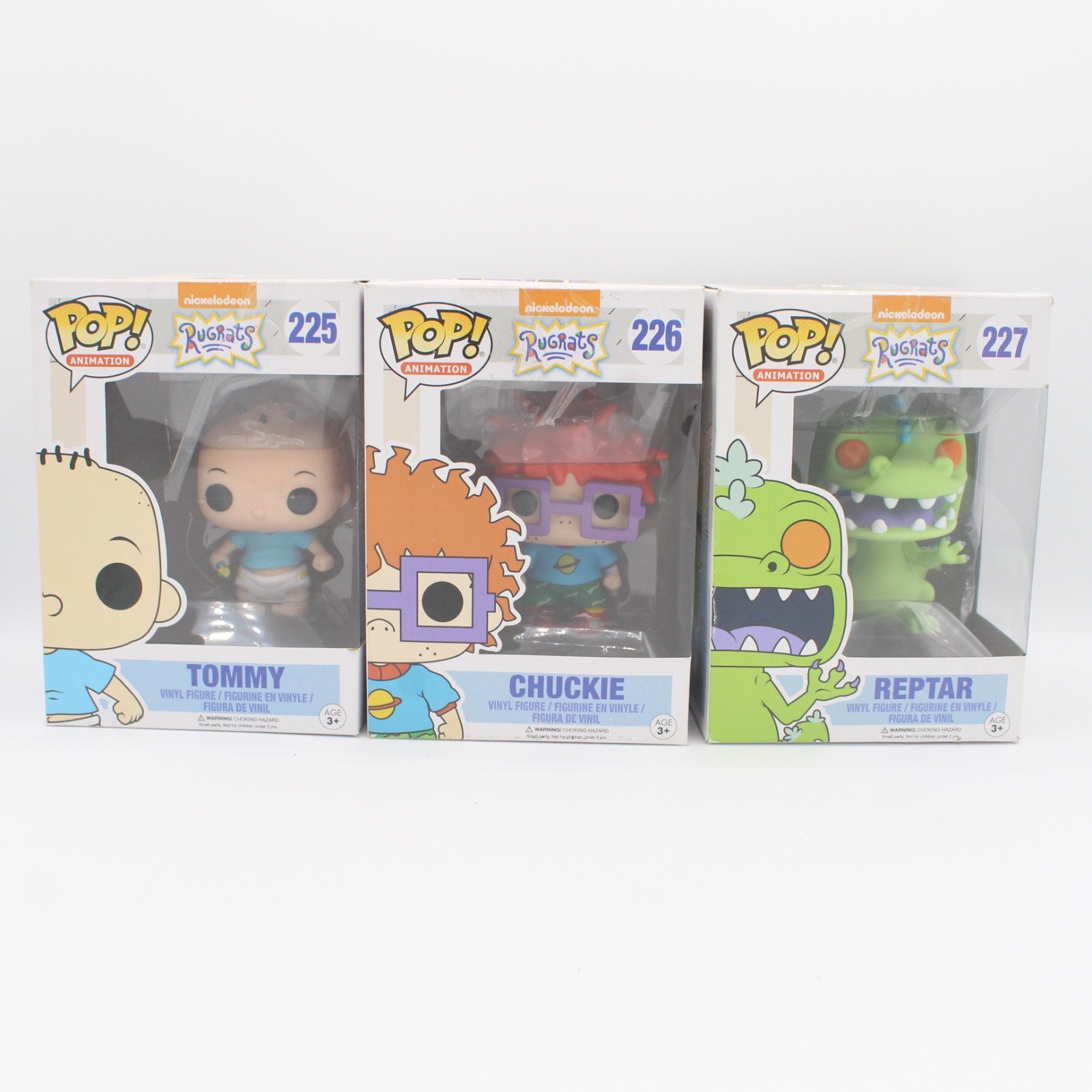 Funko Pop! Animation Nickelodeon Rugrats Lot: Tommy 225 Chuckie 226 & Reptar 227