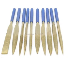 10Pcs 5-1/2" 140mm x 3mm Diamond Coated Needle Files Set Titanium File Filing