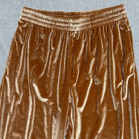 Victoria's Secret PINK Velvet Wide Leg Pants Copper Brown Rhinestone Logo Large