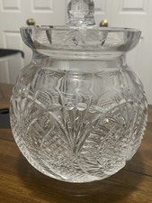RARE Waterford Crystal Seahorse - Round Biscuit- Ginger-Cookie Jar & Lid. NICE