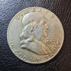 1957 Franklin Half Dollar Denver 50C 90% Silver Circulated US Coin