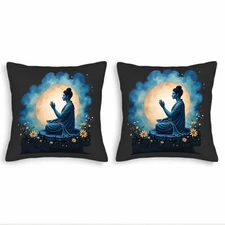 Serene Moonlit Throw Pillow Covers - Set of 2 18x18in Cushion Cases 